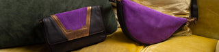 Pochette noire et violette et sac banane noir et violet