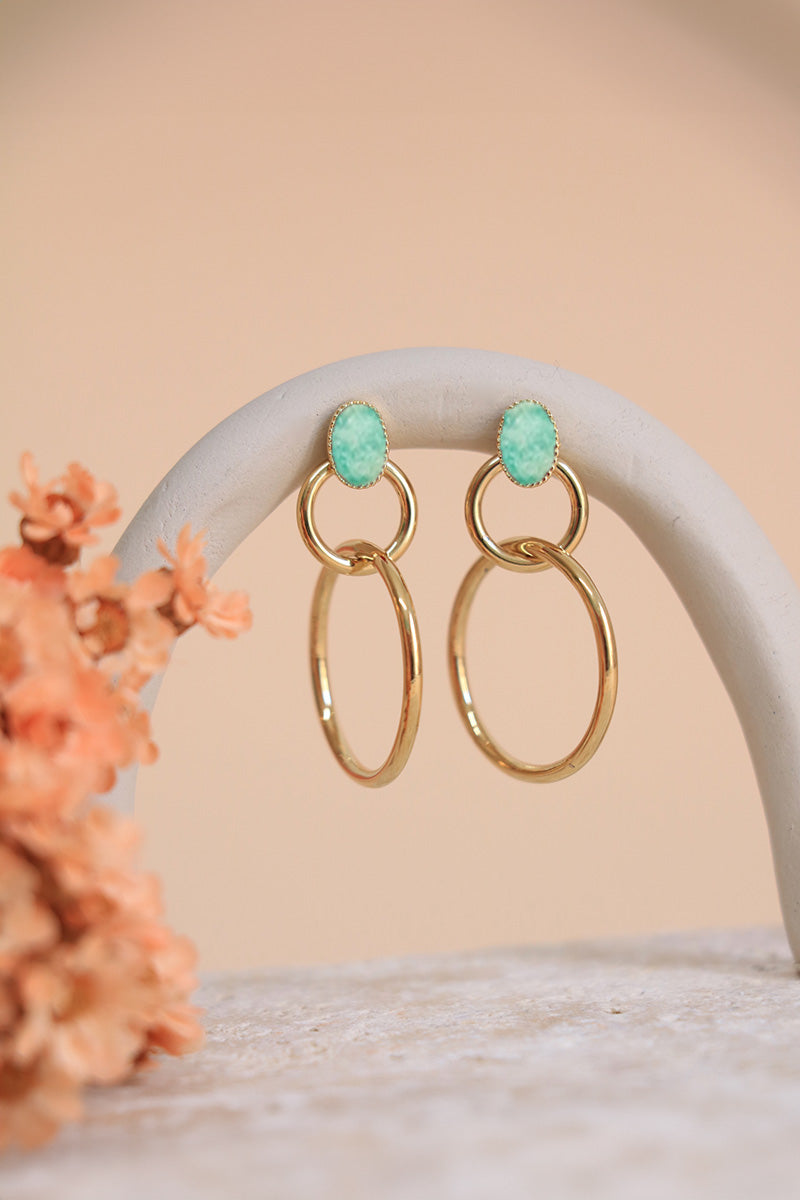 antoinette ameska Boucles d'Oreilles anneaux entrelacés SATURNE Amazonite