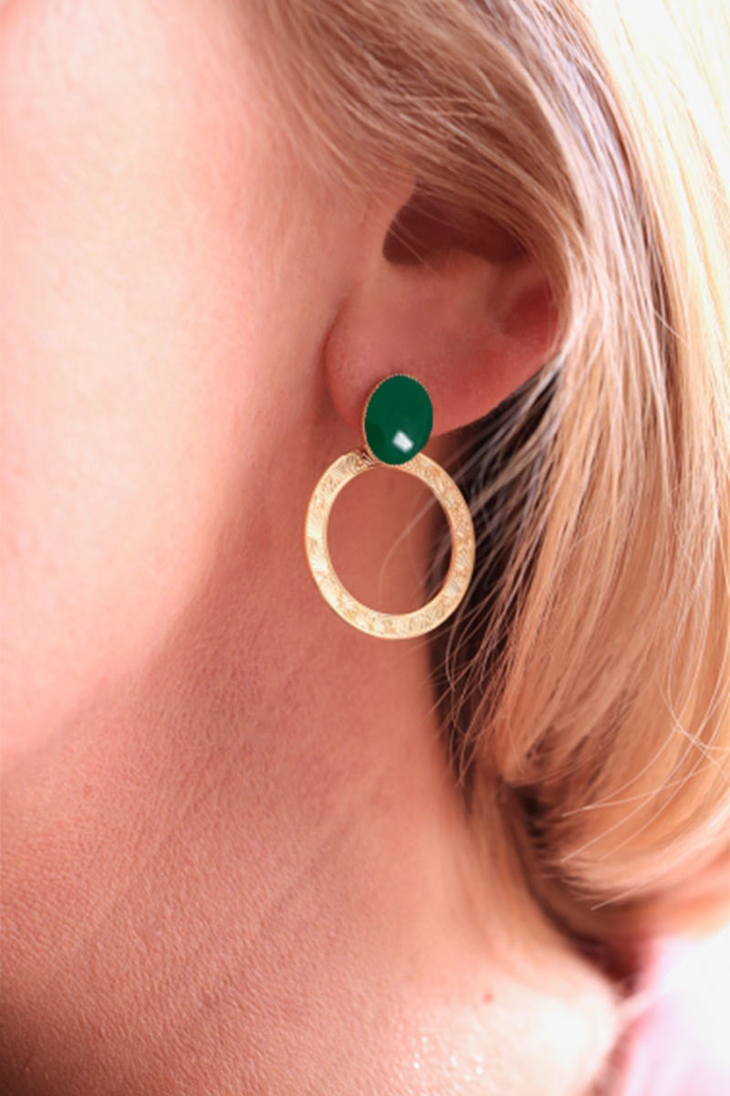 antoinette ameska Boucles d'Oreilles BLOSSOM Agate Verte