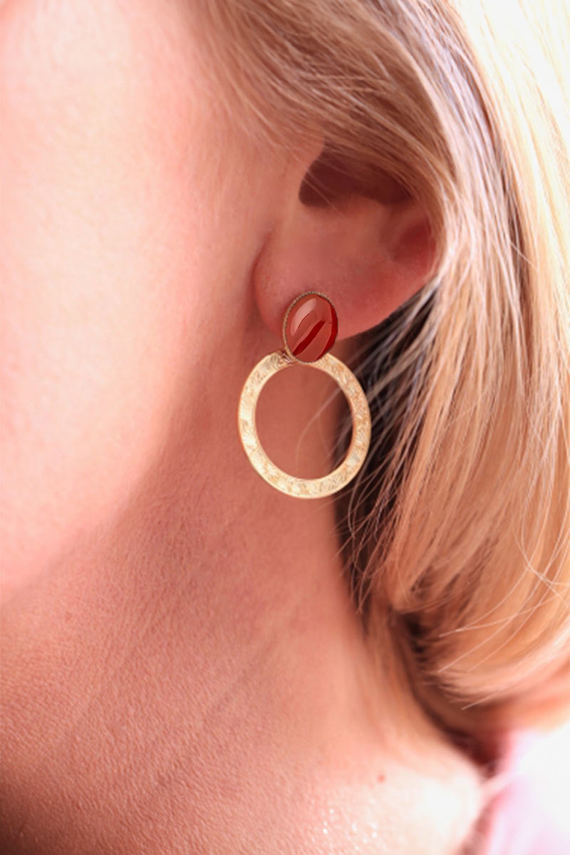 antoinette ameska Boucles d'Oreilles BLOSSOM Cornaline