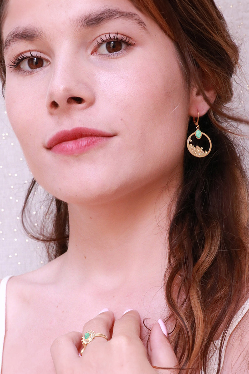 antoinette ameska Boucles d'Oreilles HOKUSAI - Dormeuses Medium Amazonite