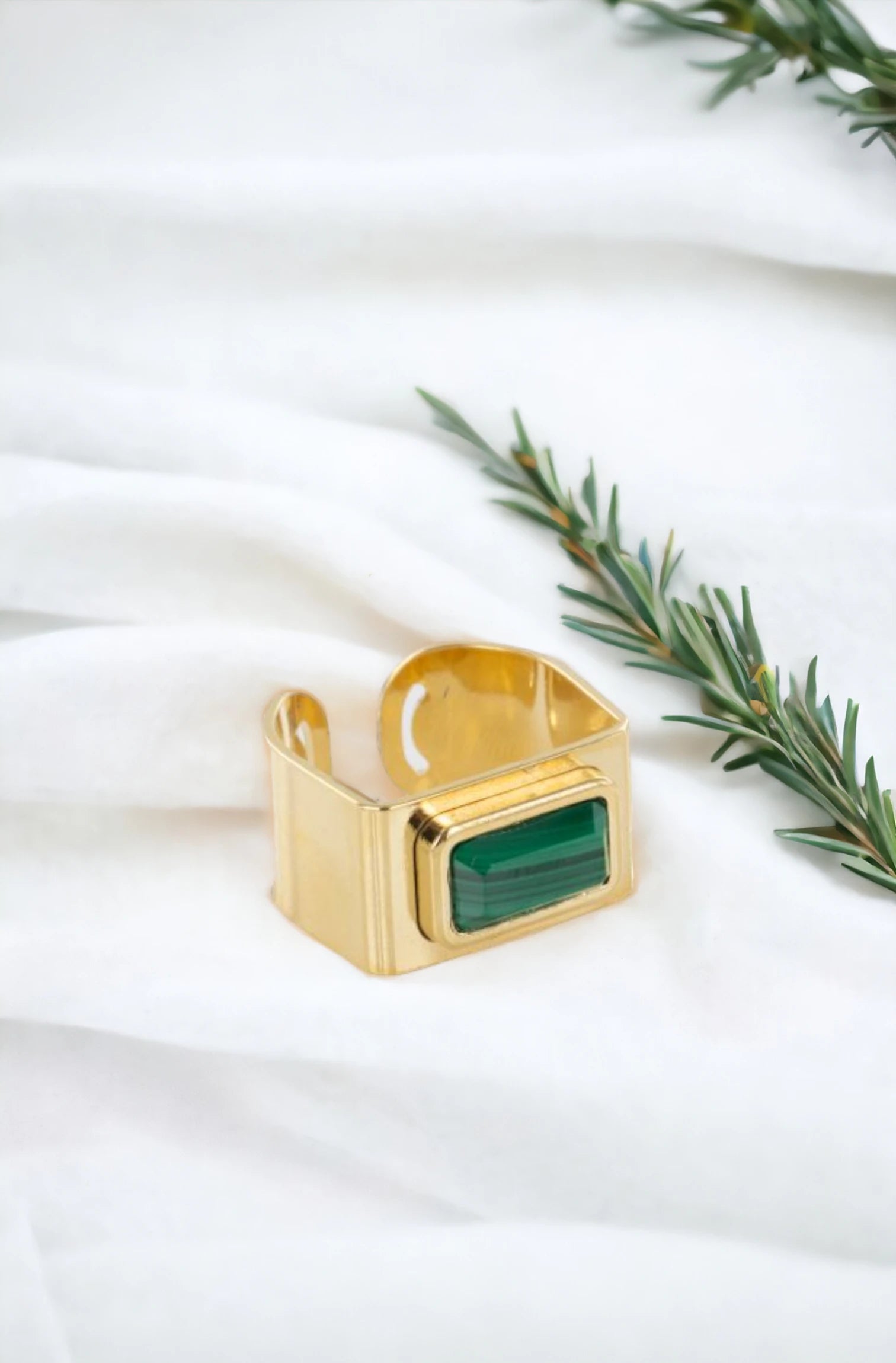 antoinette ameska Bague - Chevalière Rect Malachite