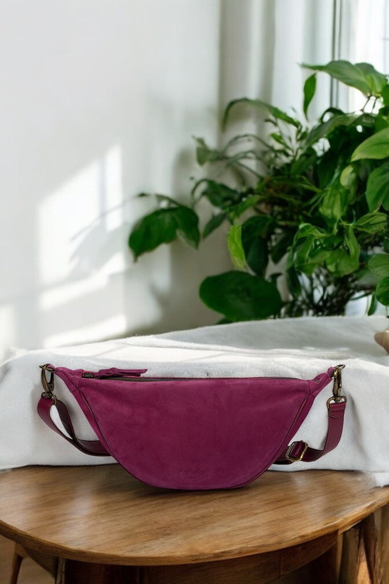 antoinette ameska Sac Banane PIANA Bordeaux/Lézard Ambre