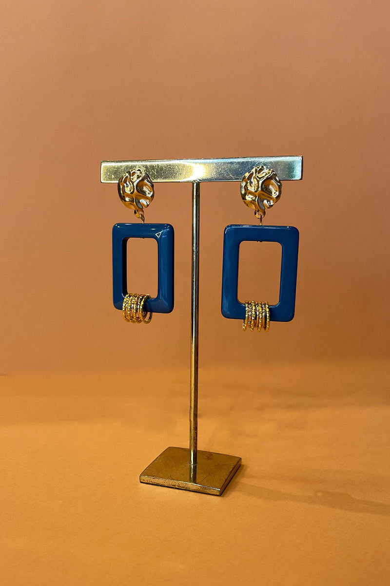 antoinette ameska Boucles d'Oreilles AMBRE Bleu Canard