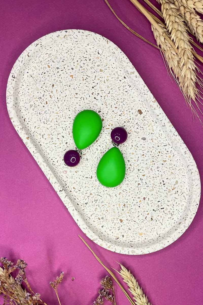 antoinette ameska Boucles d'Oreilles CUBA Prune/Pomme