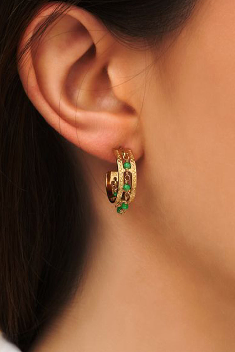 antoinette ameska Boucles d'oreilles - Sabah Petite Agate Vert