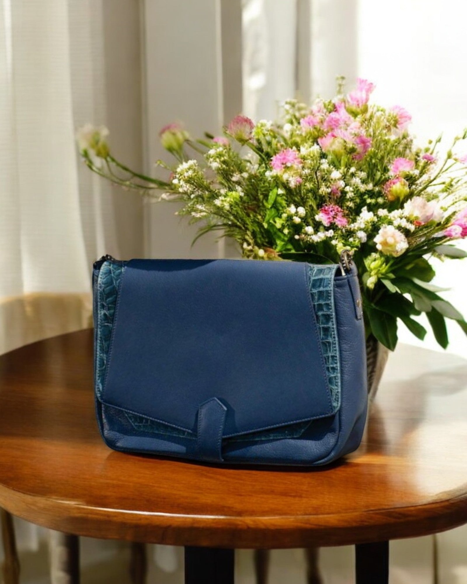 antoinette ameska Sac CUZCO Bleu/Croco bleu