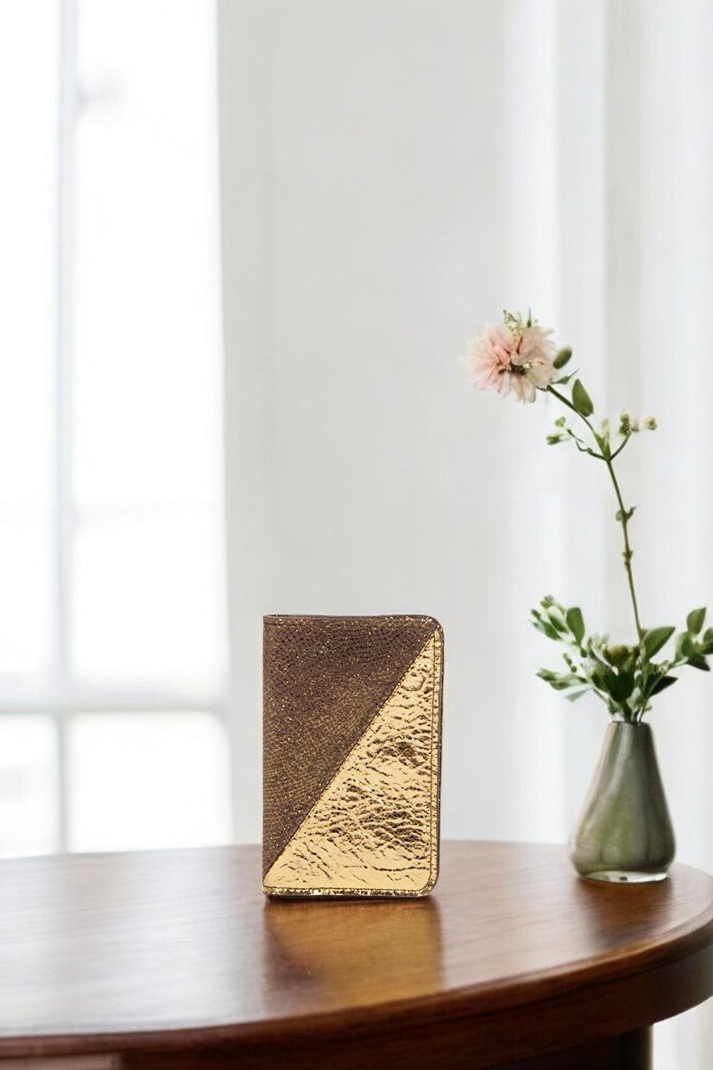 antoinette ameska Porte-carte BILBAO Lézard Cuivre/Craquelé Or