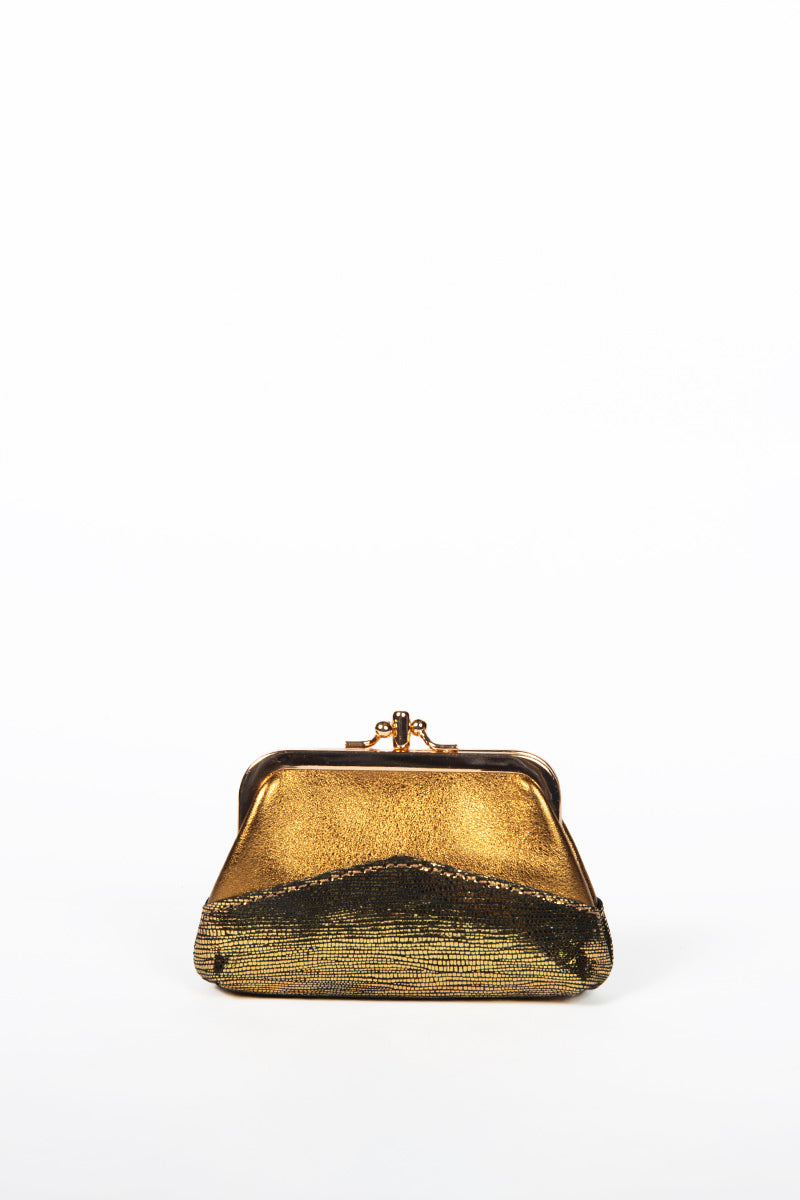 antoinette ameska Porte-Monnaie CAPRI Bronze/Lézard Or