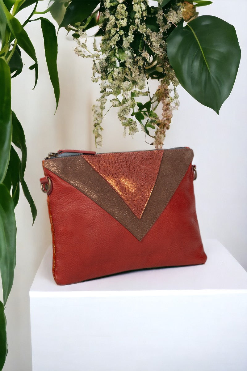 antoinette ameska Pochette GIZEH Tabac/Bronze