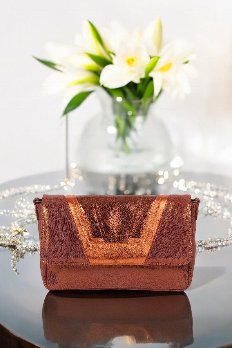 antoinette ameska Petit Sac TOKYO Lézard Camel/Cuivre