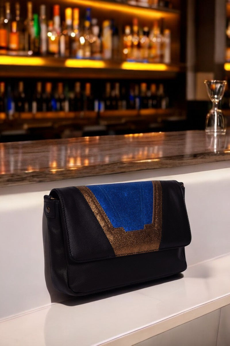 antoinette ameska Petit Sac TOKYO Noir / Bleu Indigo