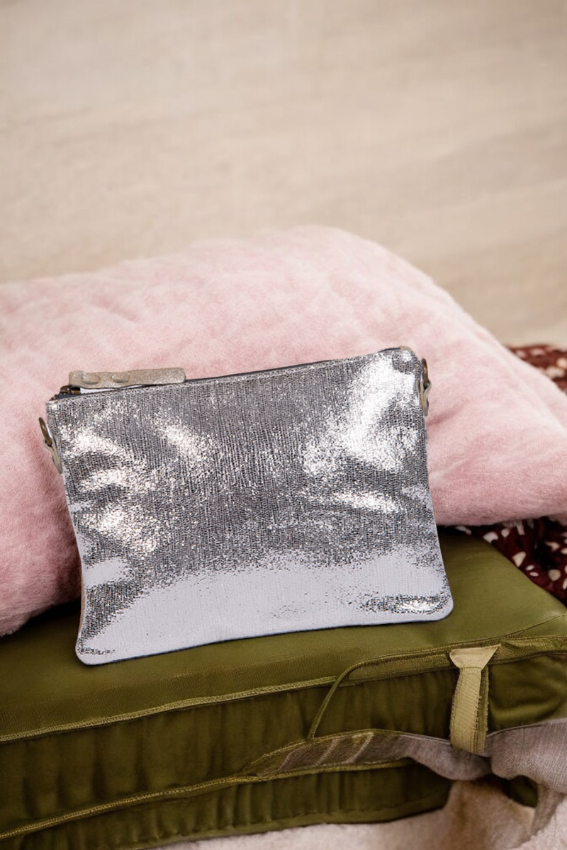 antoinette ameska Pochette ZANZIBAR Argent/Paillette Argent