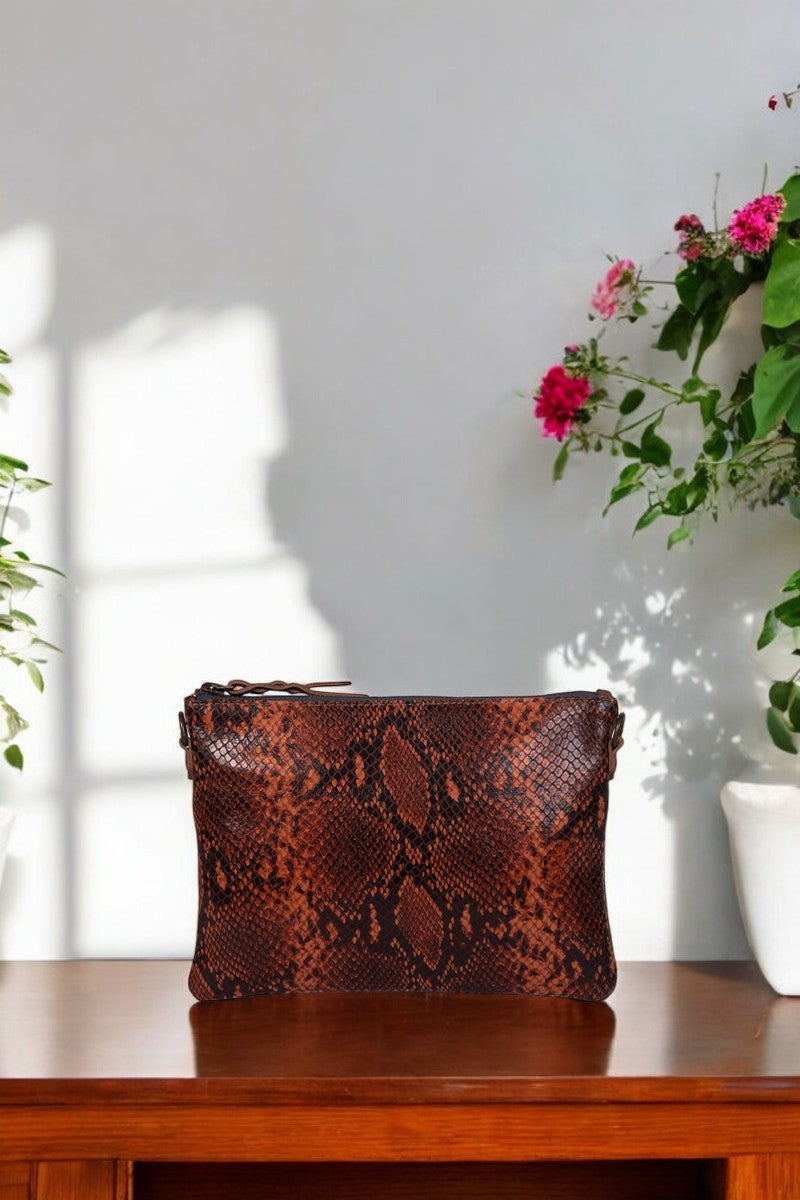 antoinette ameska Pochette ZANZIBAR Python/Caramel