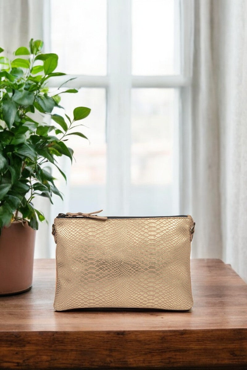 antoinette ameska Pochette ZANZIBAR Python Rose/Tresse Rose