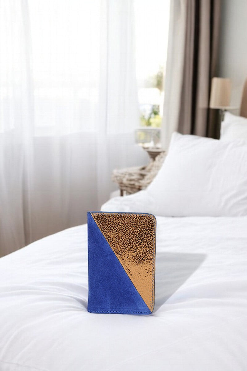 antoinette ameska Porte-carte BILBAO Bleu Indigo/Craquelé Or