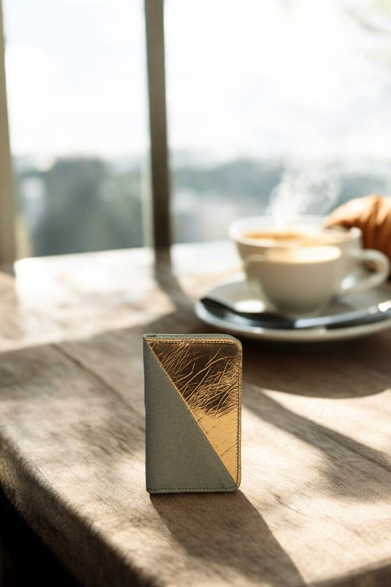 antoinette ameska Porte-carte BILBAO Kaki Paillette/Bronze