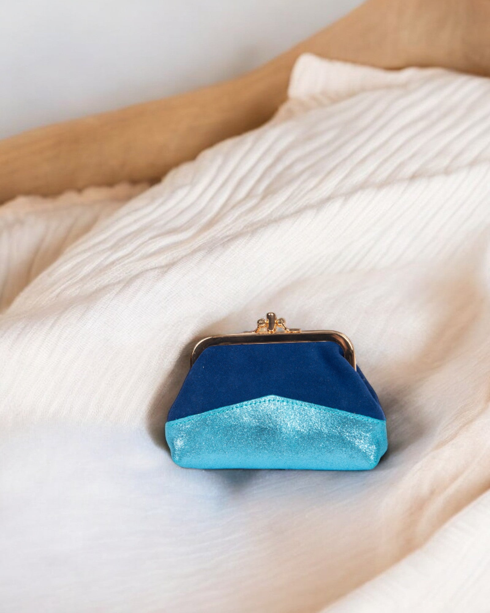 antoinette ameska Porte-Monnaie CAPRI Indigo/Paillette Ciel