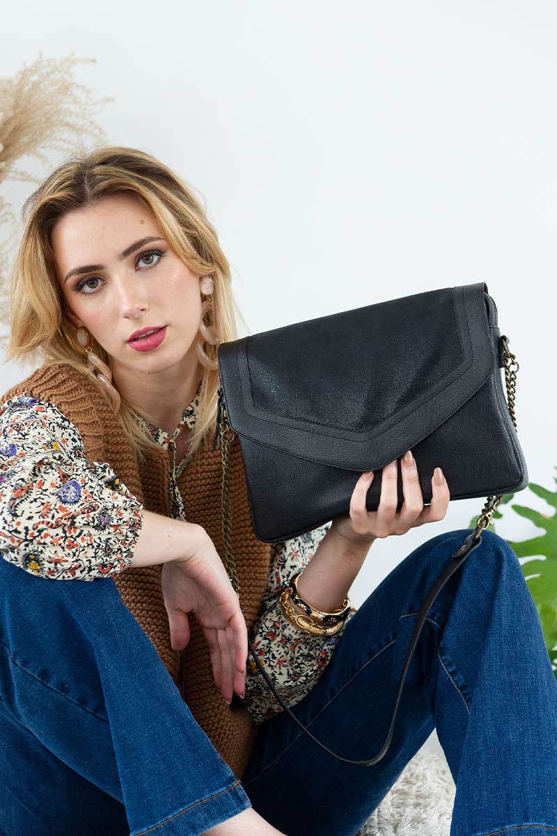 antoinette ameska Sac CAIRE Noir/Lézard Noir