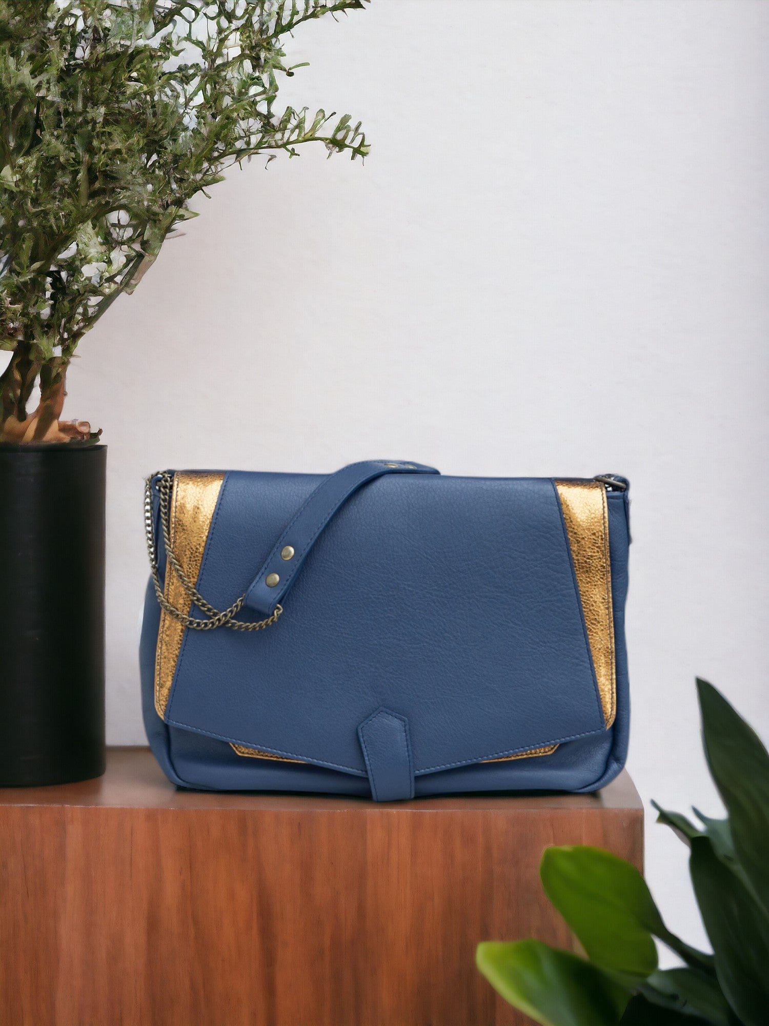 antoinette ameska Sac CUZCO Bleu/Bronze