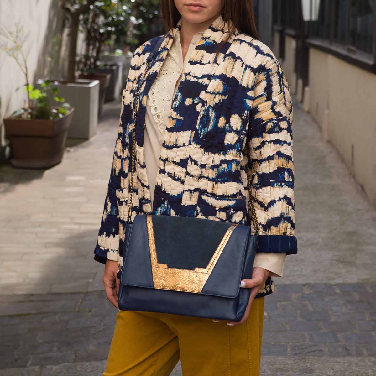 antoinette ameska Sac TOKYO Bleu Foncé/Bronze