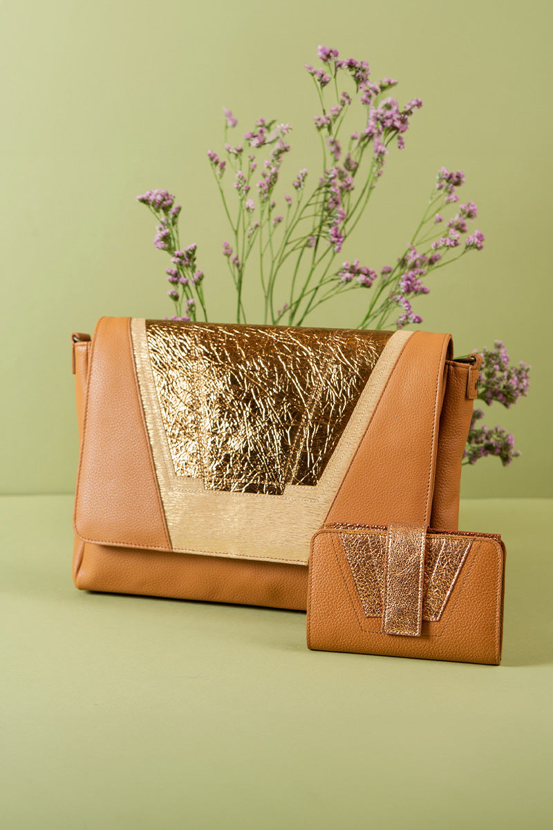 antoinette ameska Sac TOKYO Camel/Metal Cuivre