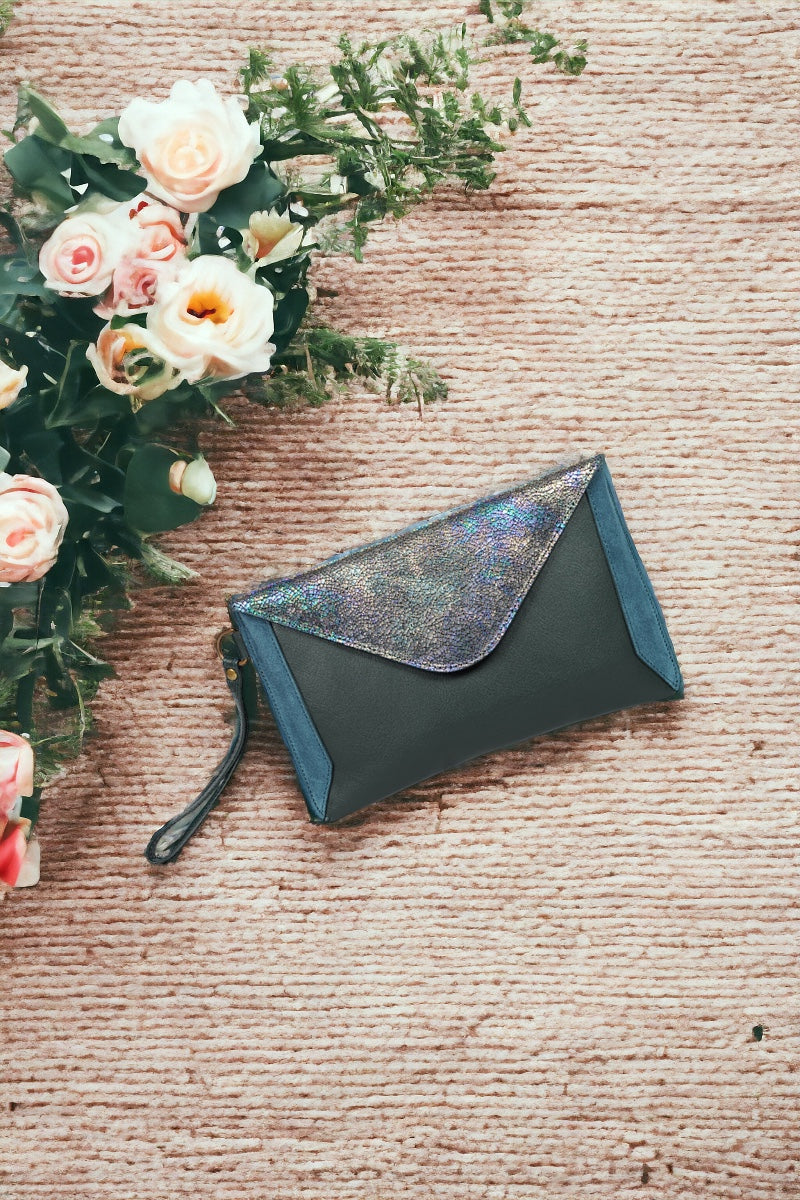 antoinette ameska Trousse TURIN Vert Forêt/Hologramme